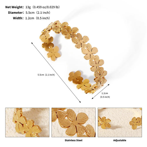 Fashion Gold Titanium Open Bangle 18K Stainless Steel Party Wedding