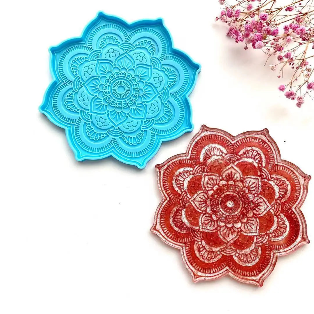 Mandala Coaster Silicone Mold Round Tray Cup Mat Epoxy Resin Casting