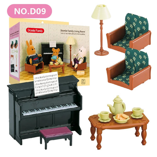 1:12 Miniature Furniture Forest Family Kitchen Toy Dining Table