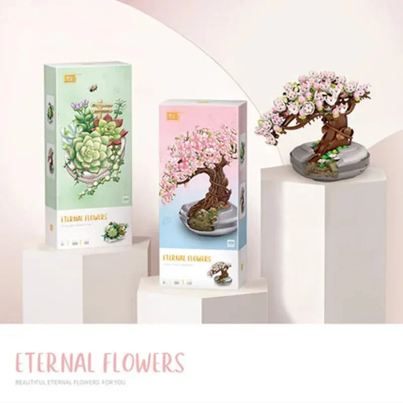 Mini Plant Bonsai Building Block Flower Plant Cherry Blossom Tree