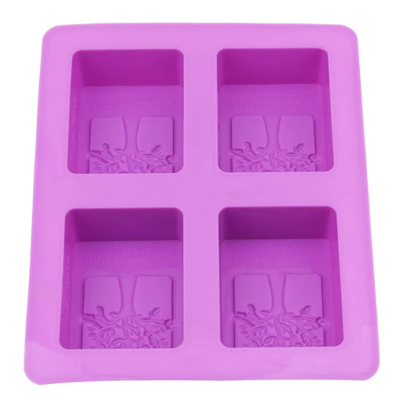 Party Dessert Silicone Mold Tree Shape 4 Hole Square Soap Mold Crafts