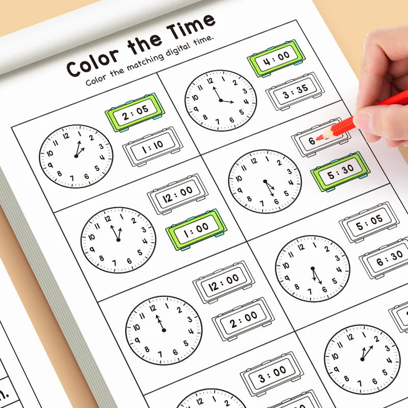 Children's Time Concept Practice Workbook, Suitable for Home School
