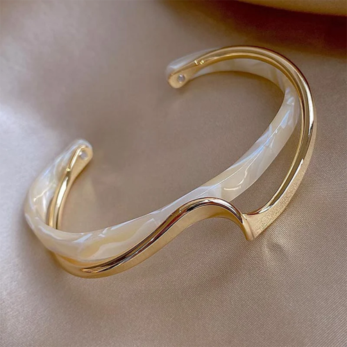 White Shellfish Bracelets Board Bend Metal Bangles Womens Hand