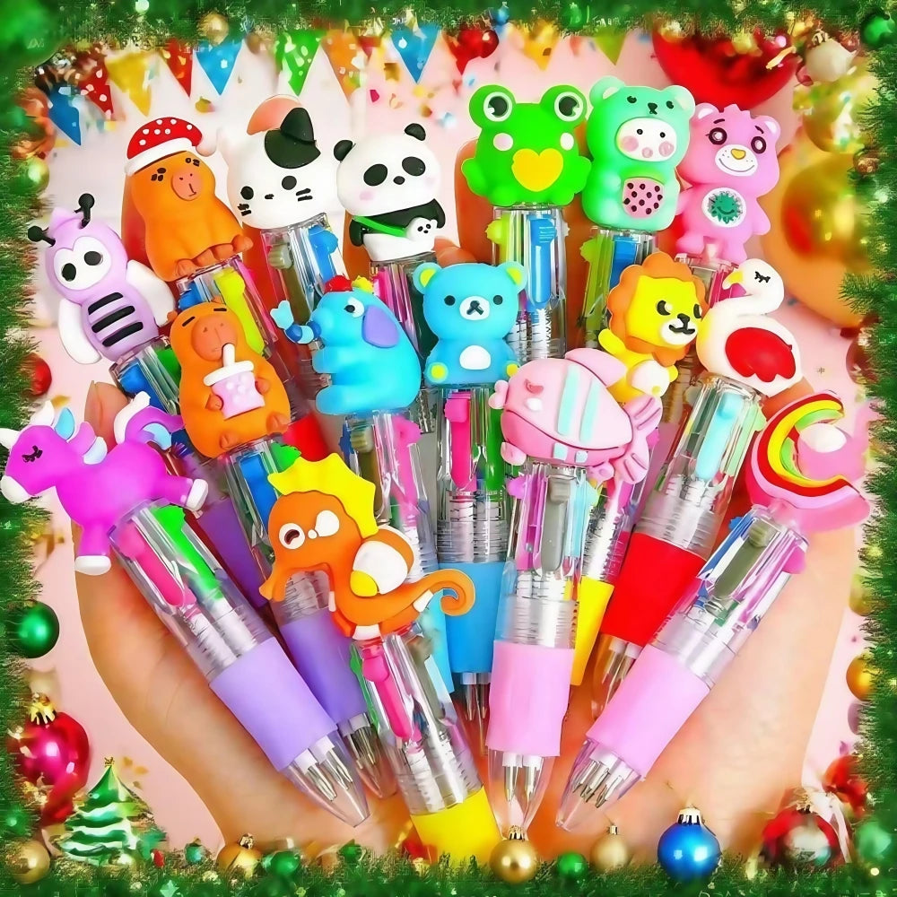 5-30 Pcs Cute Cartoon Four-color Pen for Kids Birthday Kindergarten