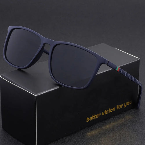 Classic Square Men's Sunglasses Comfortable Lightweight Black Frame