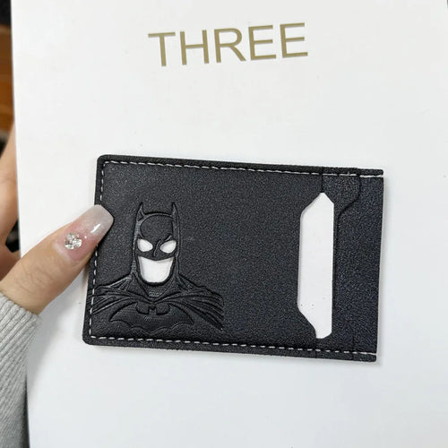 Personalized Leather ID Card Holder with Superhero Mask Design Great