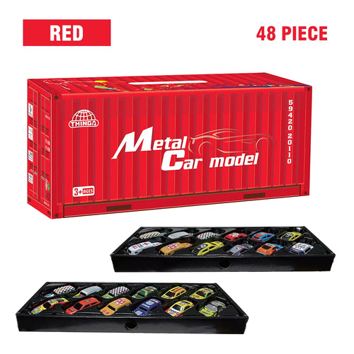 48 Pieces Mini Car Set Inertia Pull Back Cars for Boys Plastic Vehicle