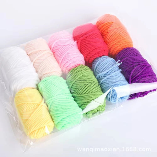 10pcs Cotton Blended Yarn Handmade Woven Yarns Rolls Starter Craft