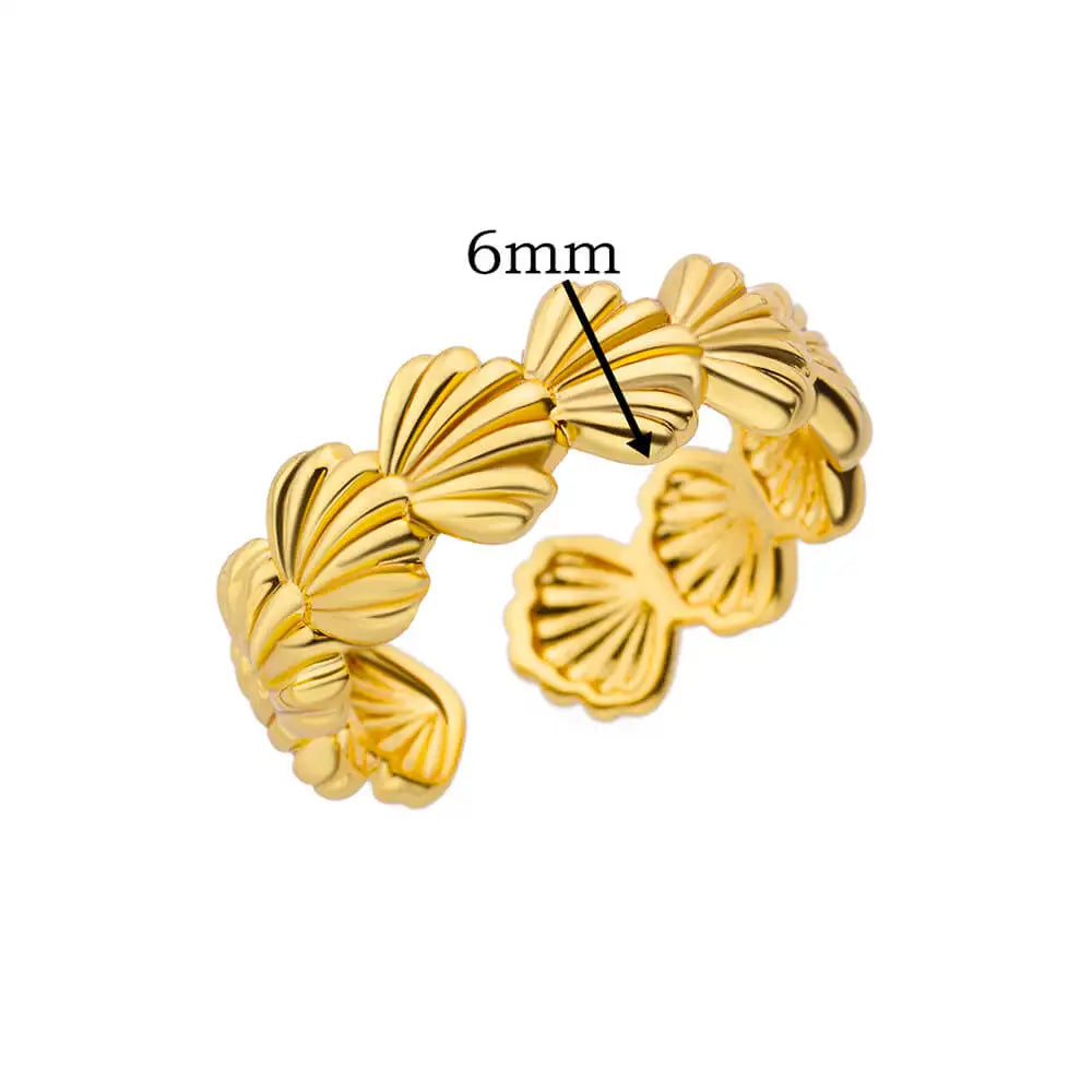 Shell Rings for Women Gold Plated Stainless Steel Rings Finger Chunky