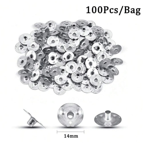 1 Roll Candle Cotton Wicks +100pcs Metal Candle Wick Sustainer Tabs