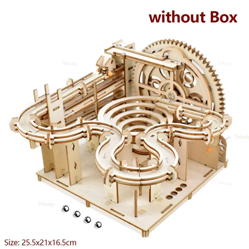 3D Wooden Puzzle DIY Building Kits Mechanical Model Marble Run Set