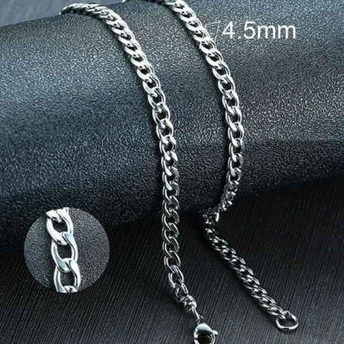 Vnox Men's Cuban Link Chain Necklace Stainless Steel Gold Black Color
