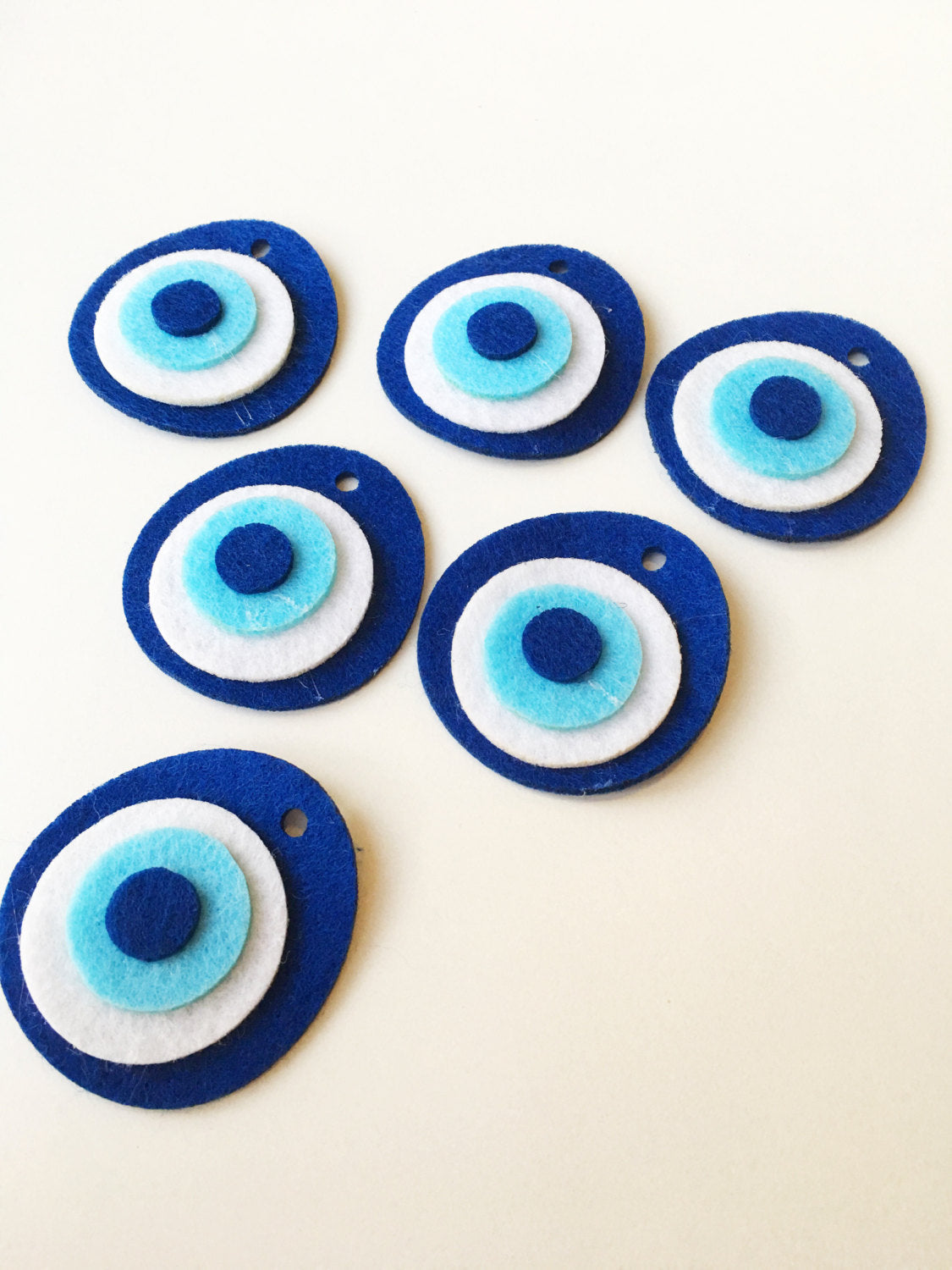 5 pcs felted evil eye beads 4cm, handmade felt evil eye bead, nazar