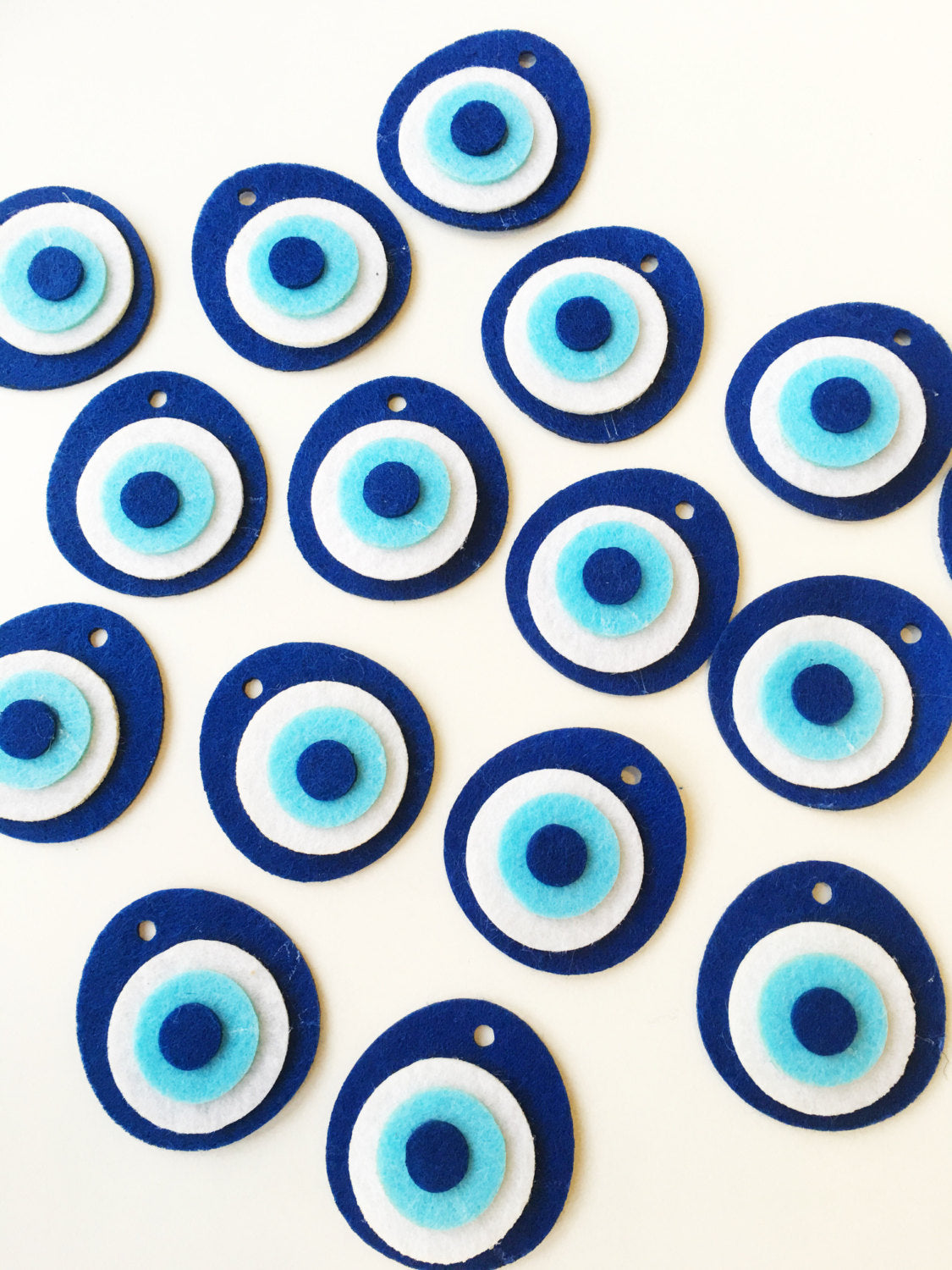 5 pcs felted evil eye beads 4cm, handmade felt evil eye bead, nazar