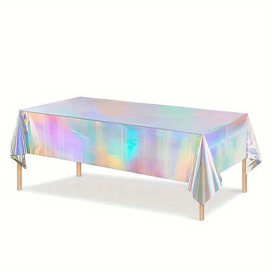 1pc, Laser Rainbow Theme Party Tablecloth,  Disposable Tablecloth