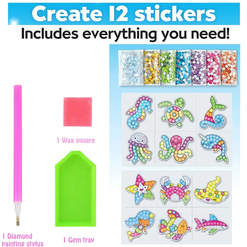 12 Create Big Gem Diamond Painting Sticker Kit Art Craft Girls Boys