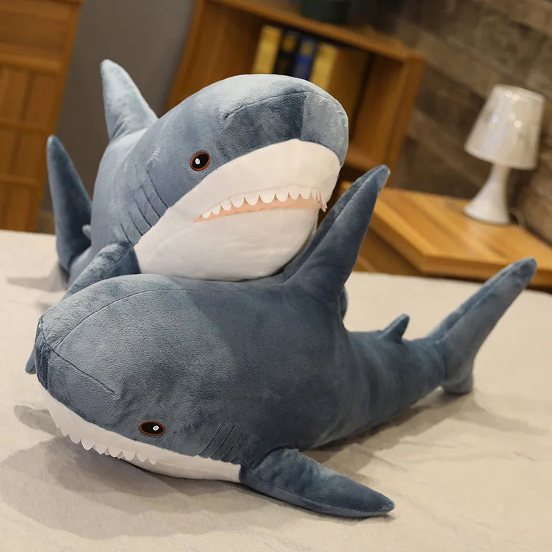 45/60/80cm Cute Shark Plush Toy Soft Stuffed Speelgoed Animal Reading