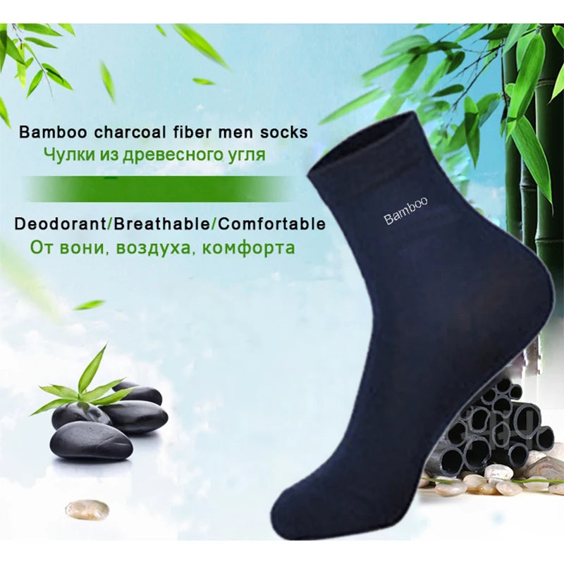10Pairs/Lot Men Bamboo Socks Brand Comfortable Breathable Casual
