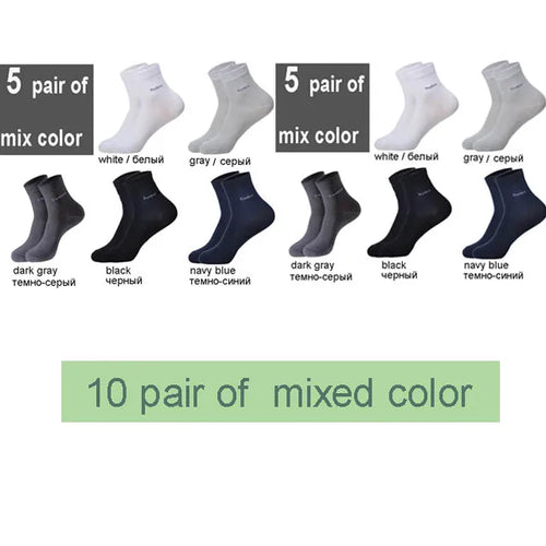 10Pairs/Lot Men Bamboo Socks Brand Comfortable Breathable Casual
