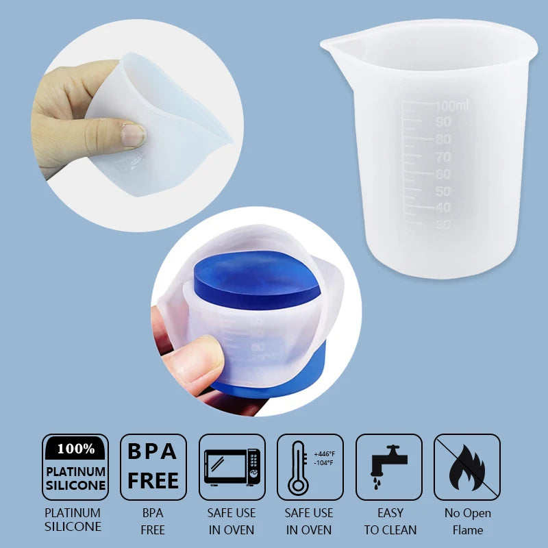 Mixing Resin Tool Kit Reusable Silicone Popsicle Scaled Silicone Cups