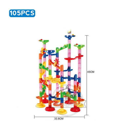 Marble Run Race Track Building Blocks Kids 3D Maze Ball Roll Toy DIY