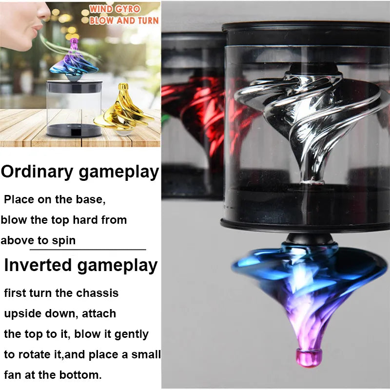 Funny Desk Wind BlowingToy Rotating Pocket Toy Fidget Kinetic Spinner