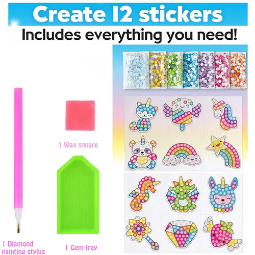12 Create Big Gem Diamond Painting Sticker Kit Art Craft Girls Boys