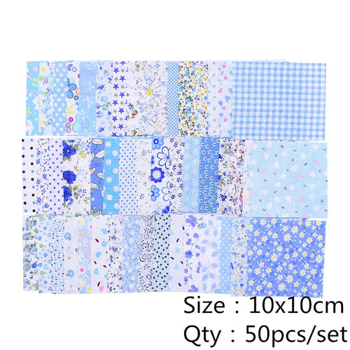 50PCS/lot 10X10cm Cotton Fabric Different Flowers Patterned Handmade