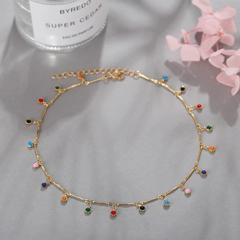 Fashion Simple Candy Color Tassel Necklace for Women Aesthetic