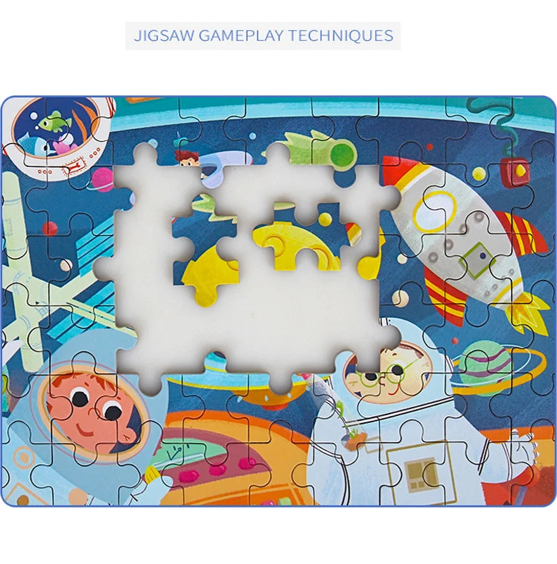 Hot New 60 Pieces Wooden Puzzle Toys for Children Cartoon Vehicle