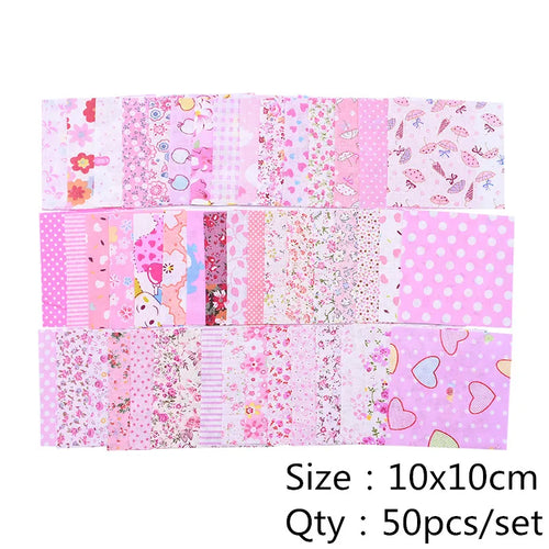 50PCS/lot 10X10cm Cotton Fabric Different Flowers Patterned Handmade