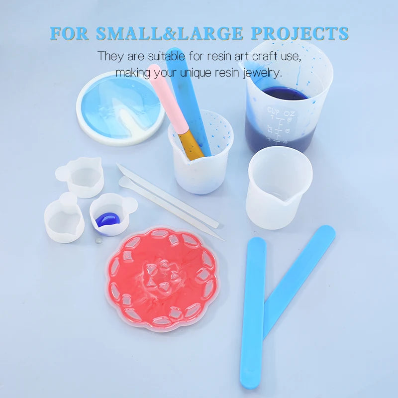 Mixing Resin Tool Kit Reusable Silicone Popsicle Scaled Silicone Cups