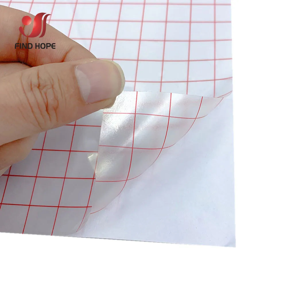 Adhesive Vinyl Transfer Paper Tape Roll Transparent w/Red Alignment