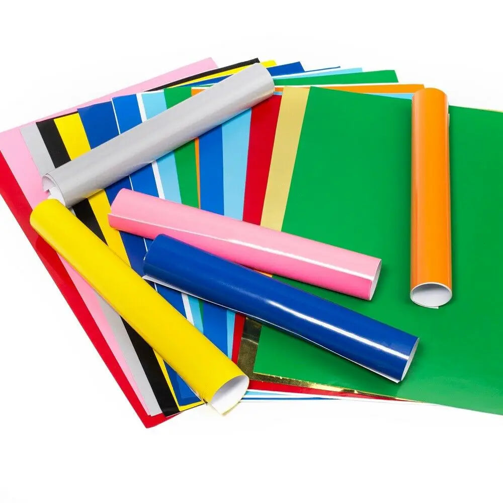 Permanent Adhesive Vinyl Sheet 12"x10"/12"x39" 38 Assorted Colors Film