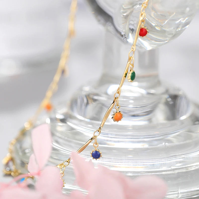 Fashion Simple Candy Color Tassel Necklace for Women Aesthetic