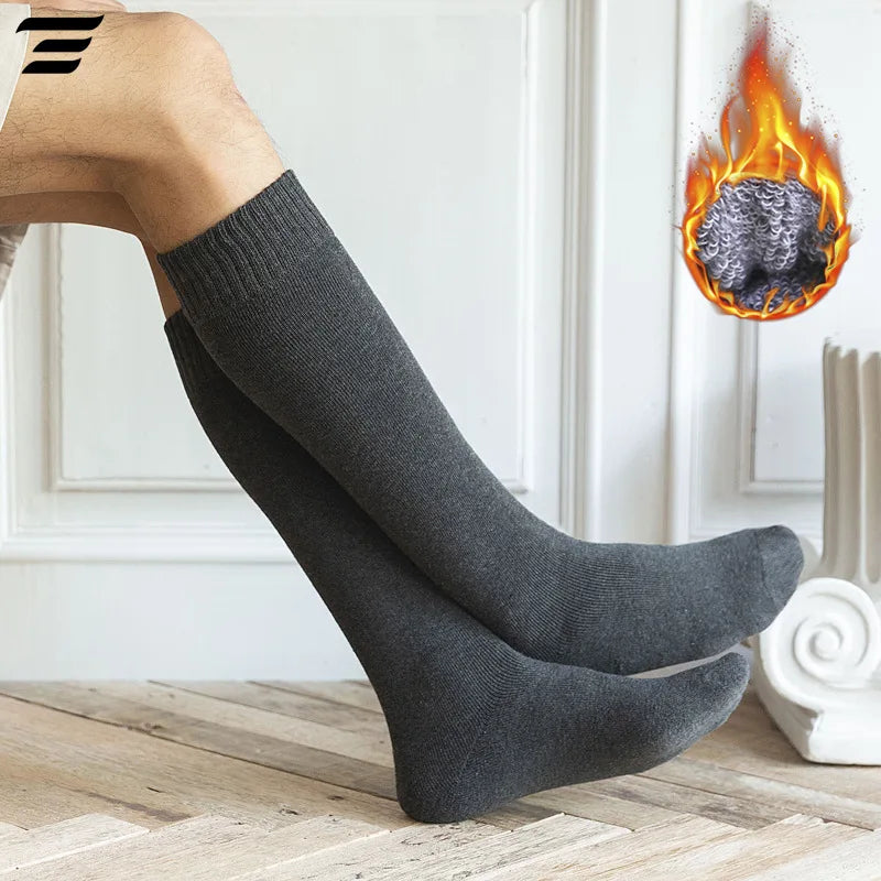 Winter Men's Knee Long Socks Wool Keep Warm Longer Stocking