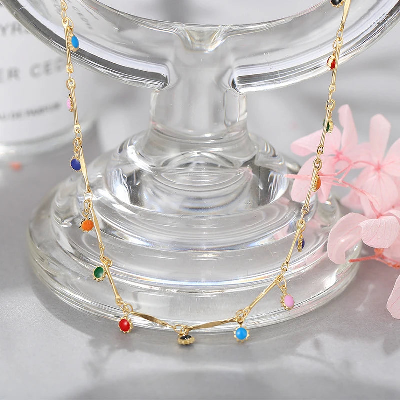 Fashion Simple Candy Color Tassel Necklace for Women Aesthetic