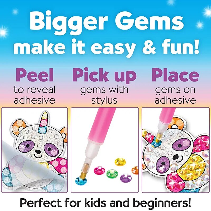 12 Create Big Gem Diamond Painting Sticker Kit Art Craft Girls Boys