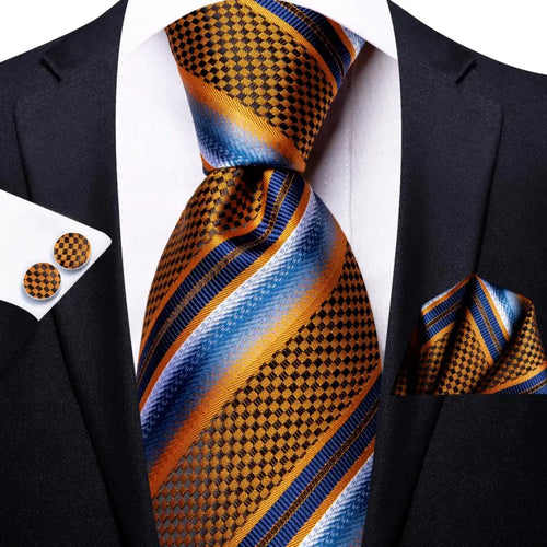 Black Red Striped Silk Wedding Tie For Men Handky Cufflink Gift Men
