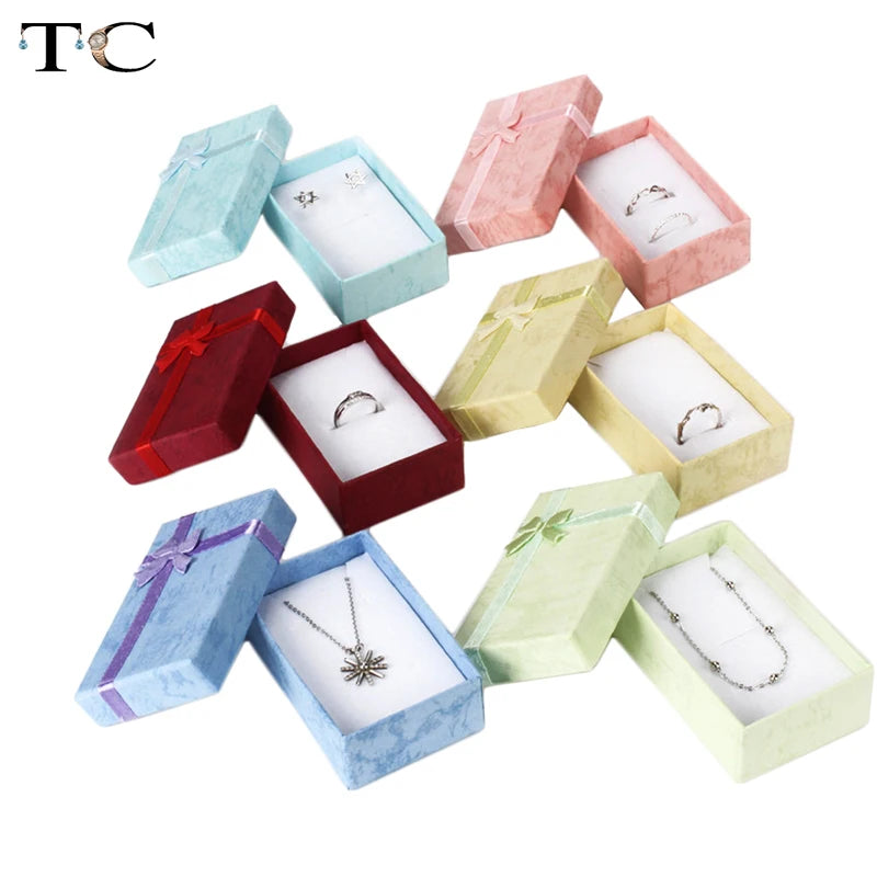 12pcs/lot Assorted Colors Ring Necklace Set Box Trinket Box Necklace