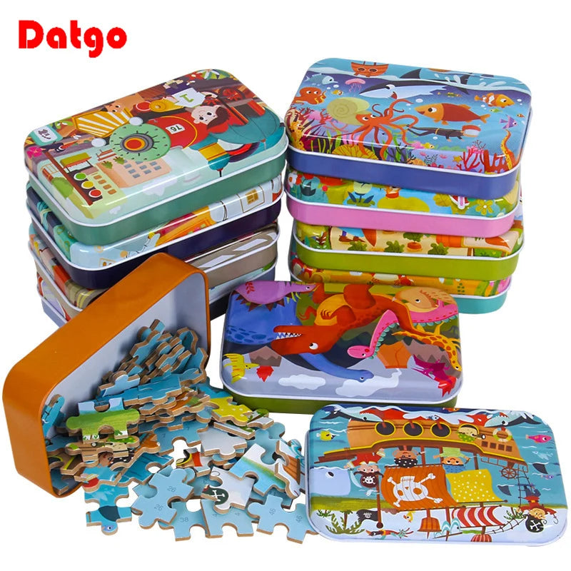 Hot New 60 Pieces Wooden Puzzle Toys for Children Cartoon Vehicle