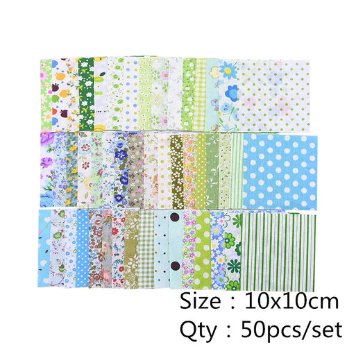 50PCS/lot 10X10cm Cotton Fabric Different Flowers Patterned Handmade