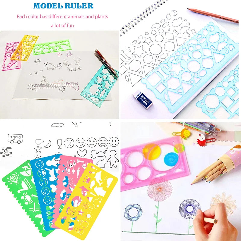 Geometry Spirograph Drawing Stencil Set Painting Template Ruler Art