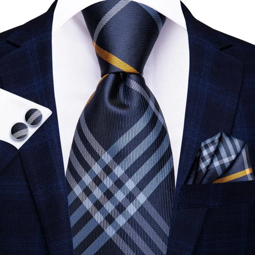 Black Red Striped Silk Wedding Tie For Men Handky Cufflink Gift Men