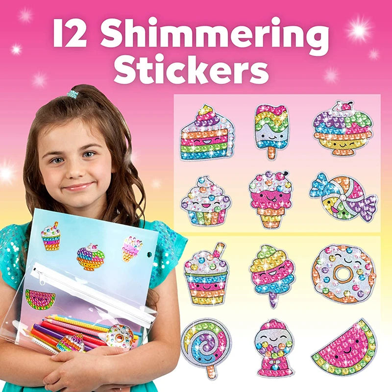 12 Create Big Gem Diamond Painting Sticker Kit Art Craft Girls Boys
