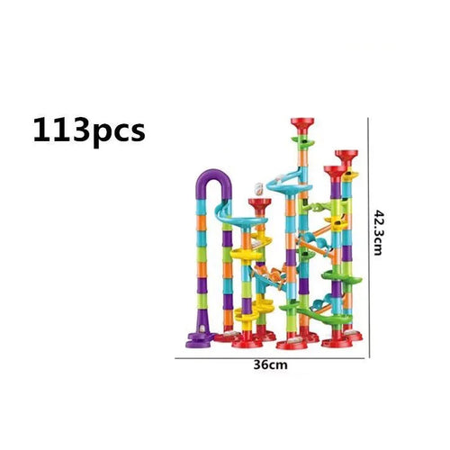 Marble Run Race Track Building Blocks Kids 3D Maze Ball Roll Toy DIY