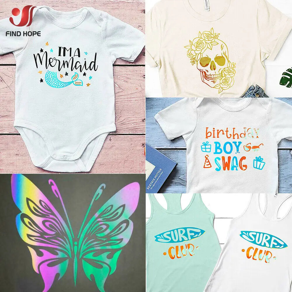 Holographic Heat Transfer Vinyl Iron-on Clothing HTV for T-Shirts Bag