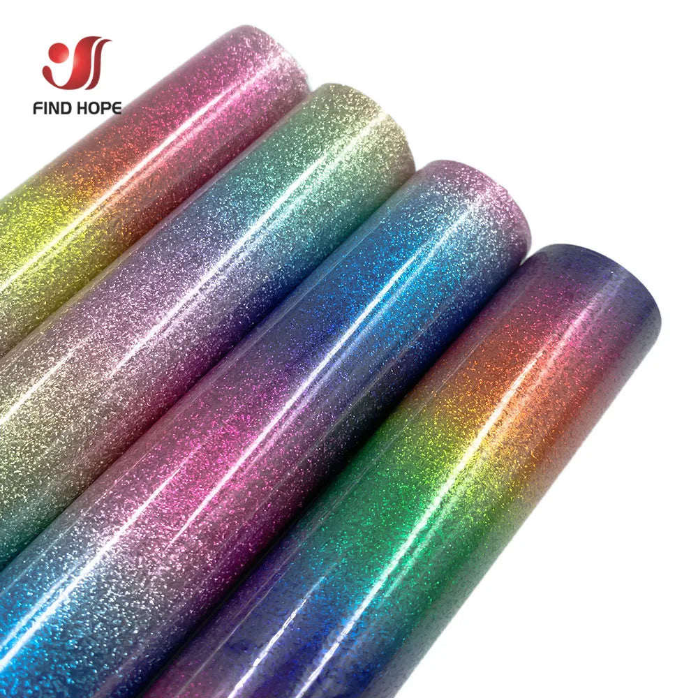 Heat Transfer Vinyl HTV Craft Rainbow Glitter Iron-on Transfer Garment