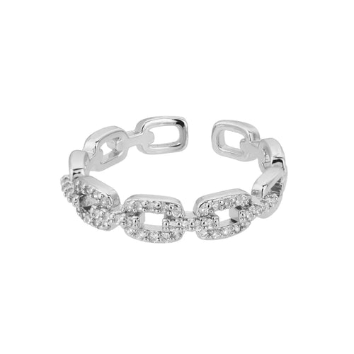 Classic Zircon Twist Chain Rings For Women Stainless Steel  Elegant