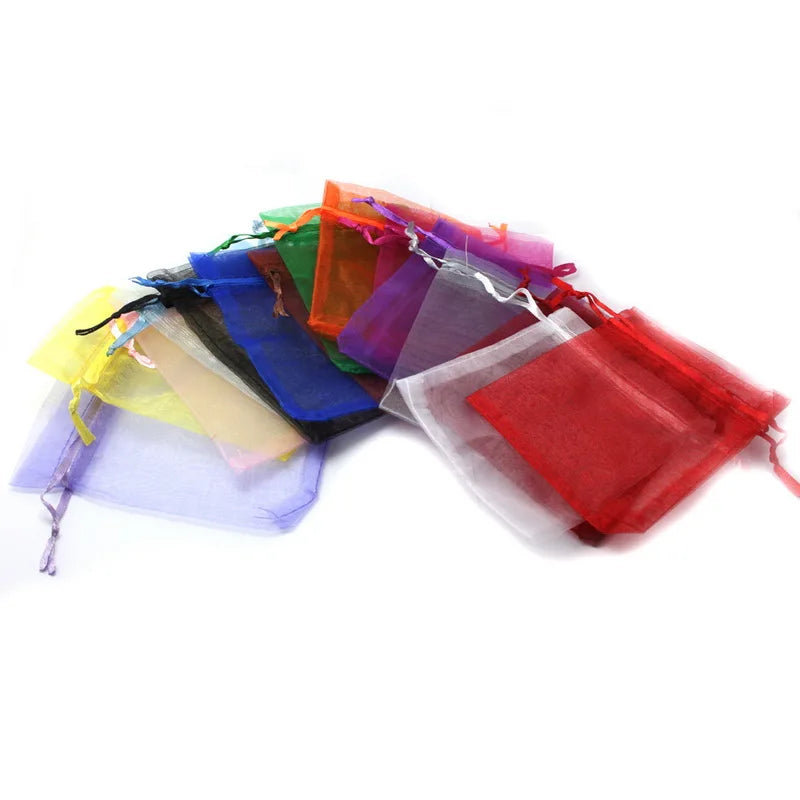 Top Sale 10pcs 7x9/9x12cm Drawstring Organza Jewelry Packaging Display